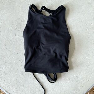 Alo Black Lace Up Crop Top